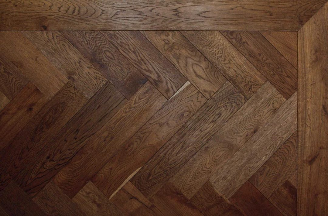 Smoked Herringbone Istoria Bespoke Engineered Oak Wood Flooring by Jordan Andrews