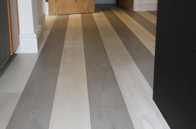 Stripe Corinium and White Stone Oak Istoria Bespoke Engineered Wood Flooring by Jordan Andrews