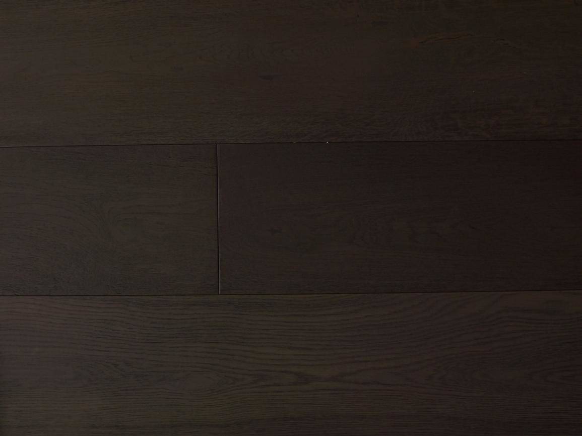 Carbon Black Grey Colour Brushed Textured Grain Istoria Bespoke Engineered Oak Wood Flooring by Jordan Andrews