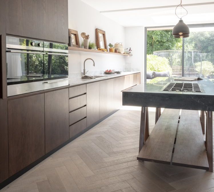 Istoria Bespoke Sawn Sable Herringbone by Naked Kitchens