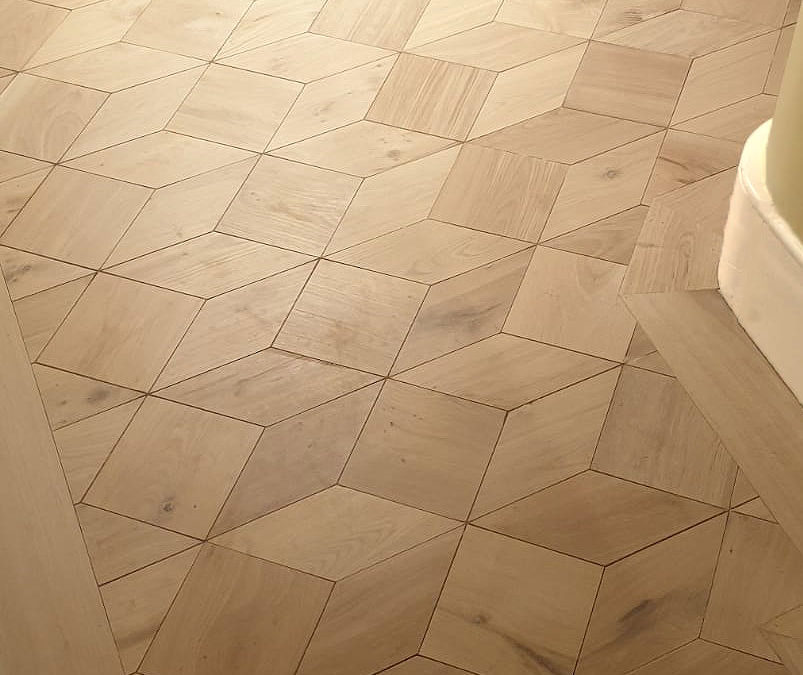 Istoria Bespoke Hibiscus in a Custom Made Rhombille Design in Character Grade