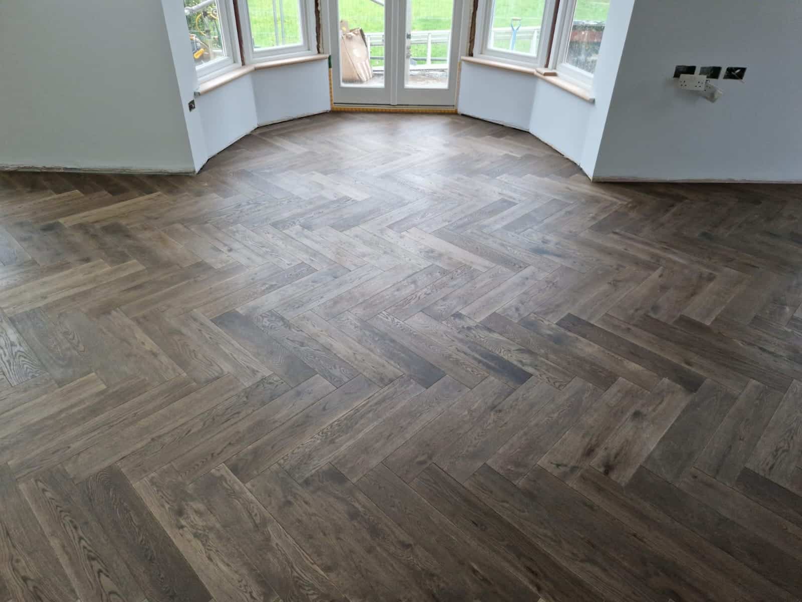 Mid Brown Herringbone Wood Floor Downstairs Flooring Barnet Jordan Andrews Engineered Oak Installation Bespoke wood floor