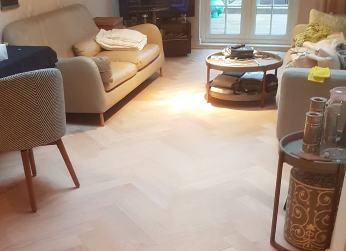 Istoria Bespoke Hibiscus in Herringbone Parquet